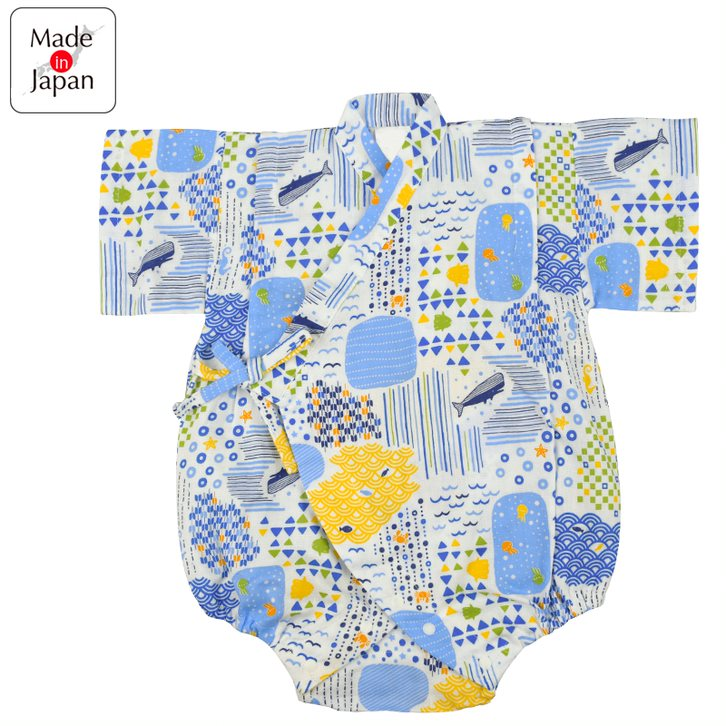 akachan honpo - 甚平包屁衣-海-米白色