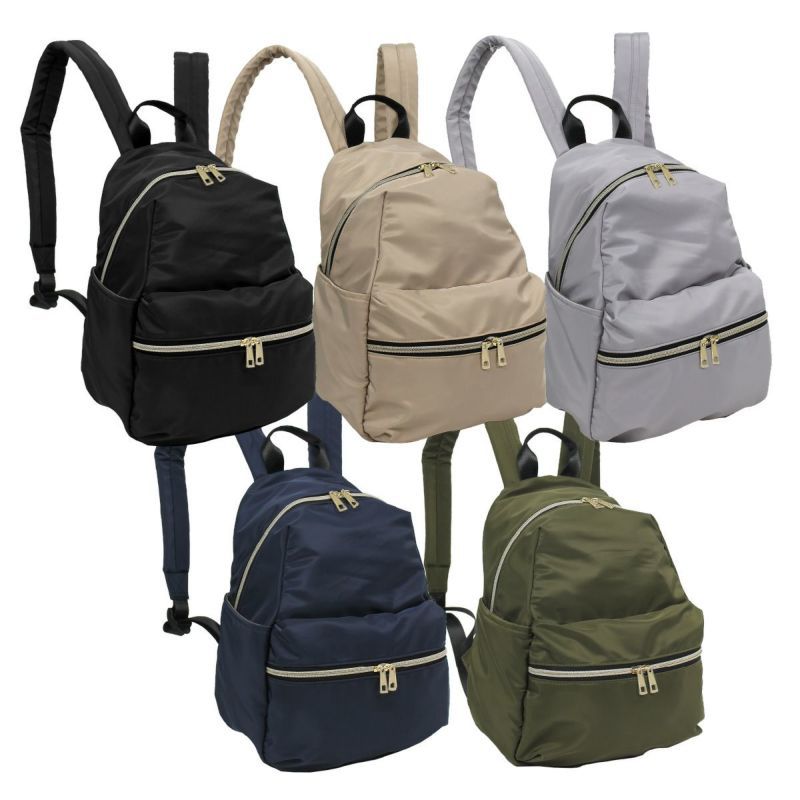 日本 polkapolka - 休閒風 10口袋收納輕量後背包-奶茶棕