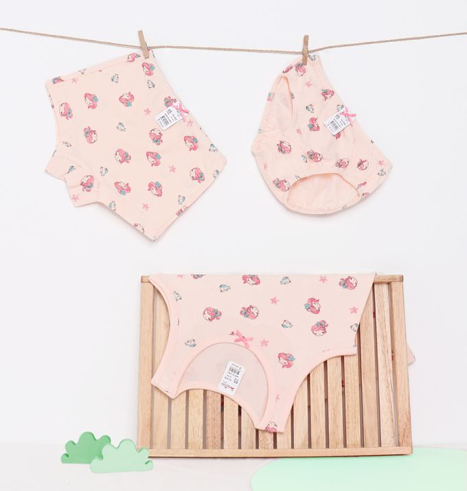 韓國 Mellisse - 韓製棉混紡三角褲(女寶)-海洋公主-珊瑚橘