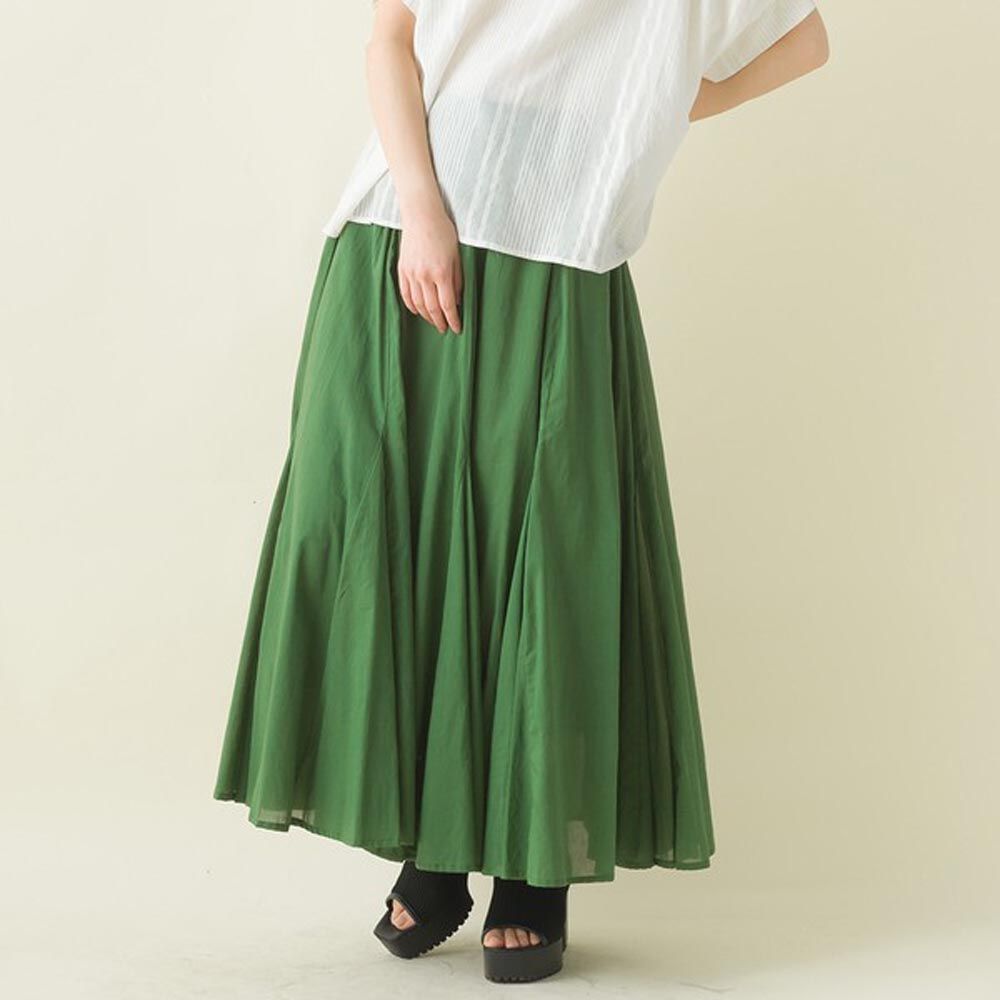 日本 OMNES - 100%印度棉 清爽飄逸長裙-濃綠