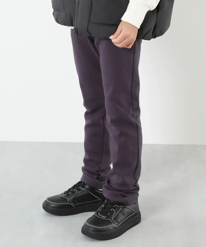 日本 devirock - RICH WARM 刷毛保暖合身長褲-灰粉紫