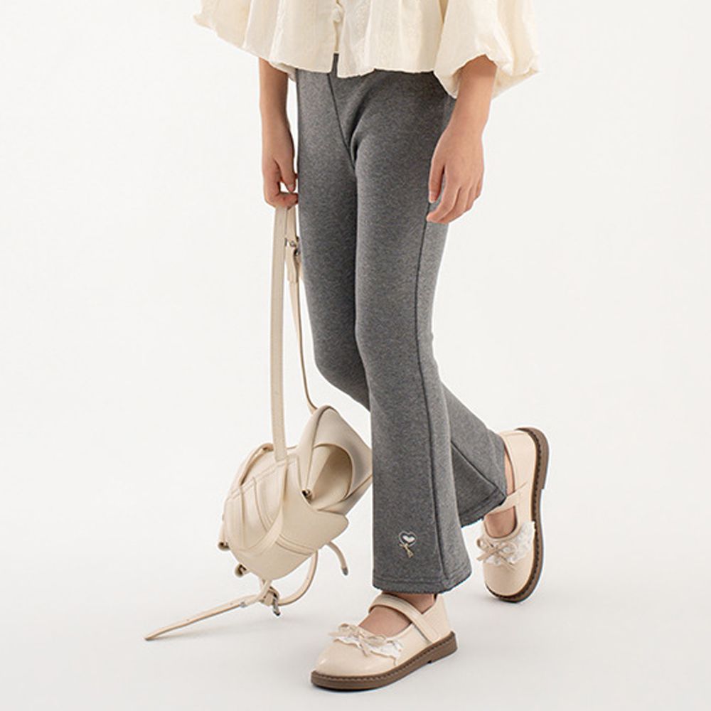 喇叭內搭褲-愛心蝴蝶結-深灰