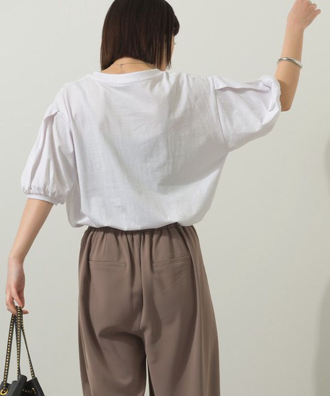 日本 Sans Souci 34+ - 絲滑混棉 可愛泡泡袖上衣-奶油米