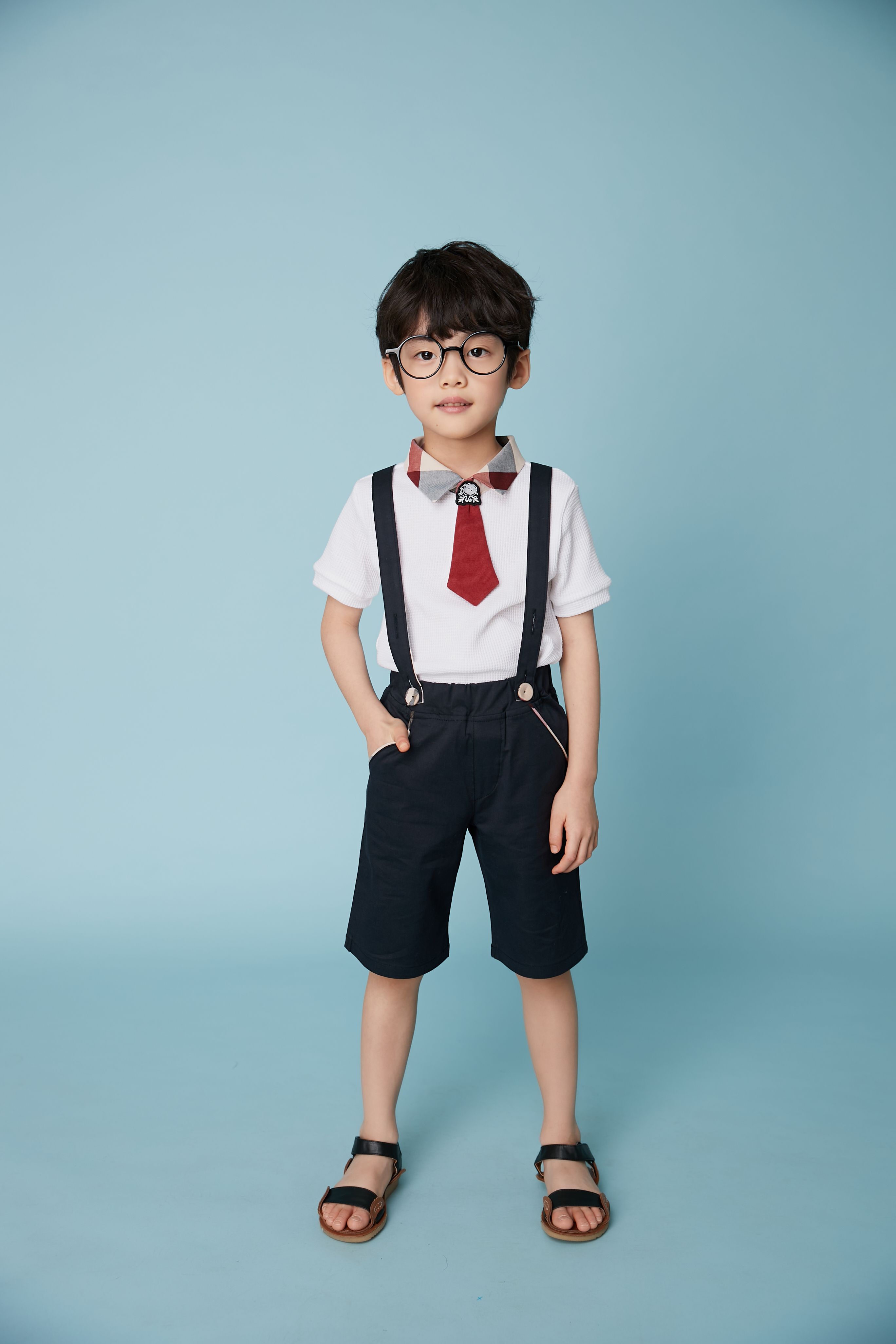 韓國 Coco Bang - 英倫領短領帶T-白