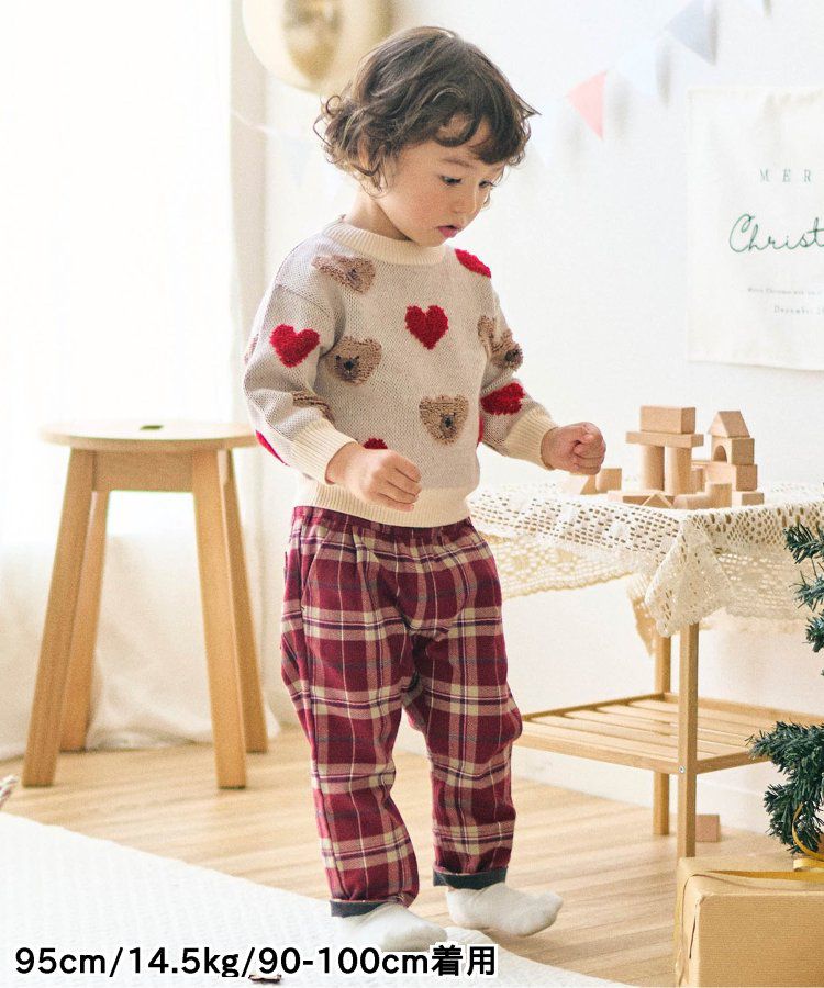 日本 apres les cours - 超萌節慶小熊可機洗毛衣-二隻熊-酒紅