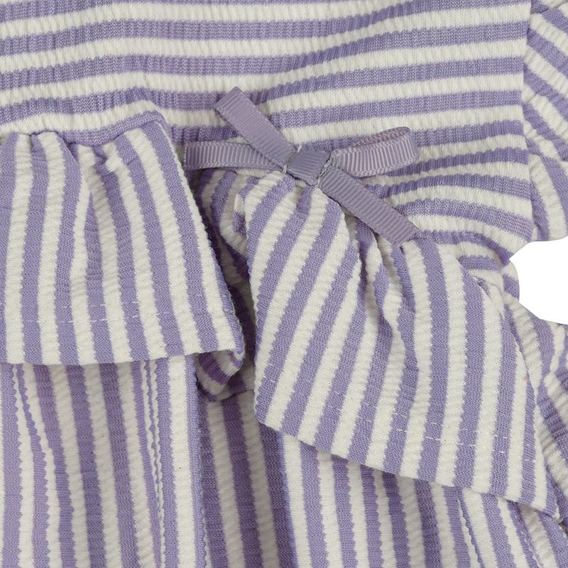 akachan honpo - 短袖洋裝 楊柳布-直條紋-藍色