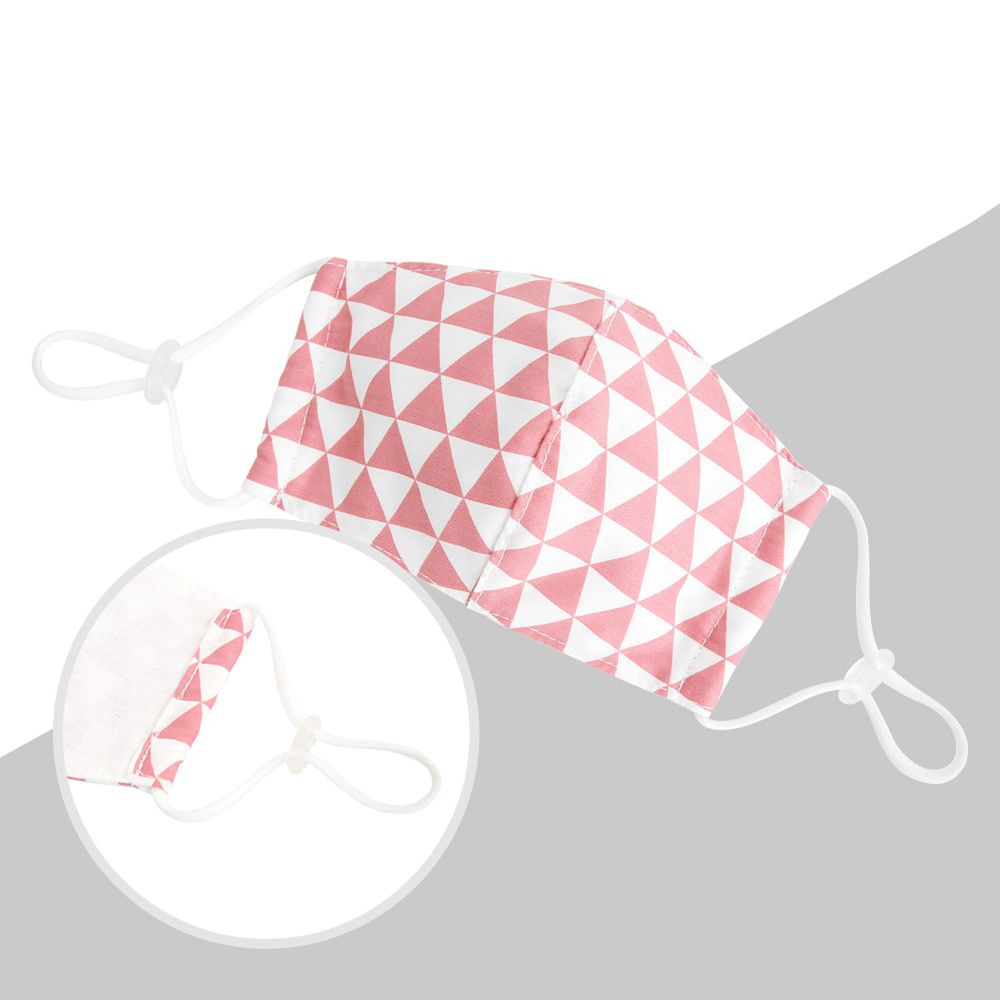 韓國 Coney Island - 純棉+2層棉紗兒童布口罩-粉紅三角形 (11*16cm)