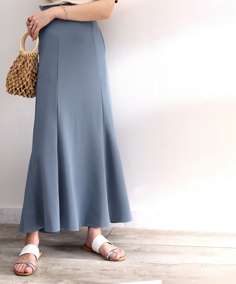 日本 Classical Elf - 百搭質感彈性修身魚尾裙-灰藍