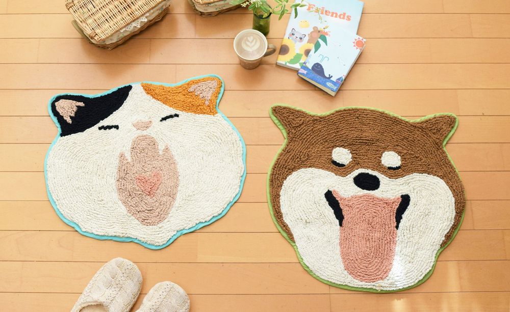 日本 TOMO - 可愛動物打哈欠腳踏墊-老虎 (約46×52cm)