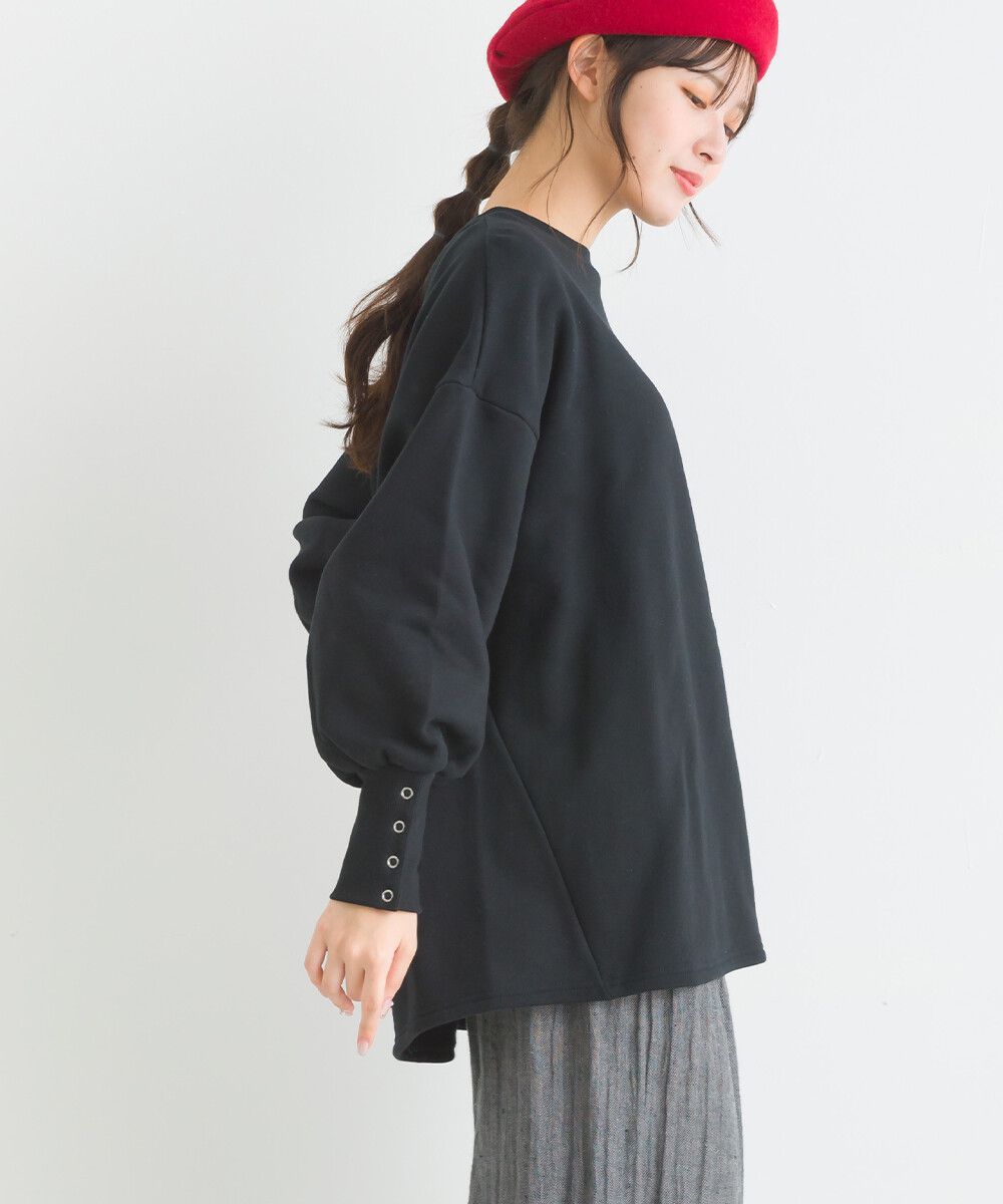 日本女裝代購 - 裏起毛典雅束口袖長袖上衣-象牙