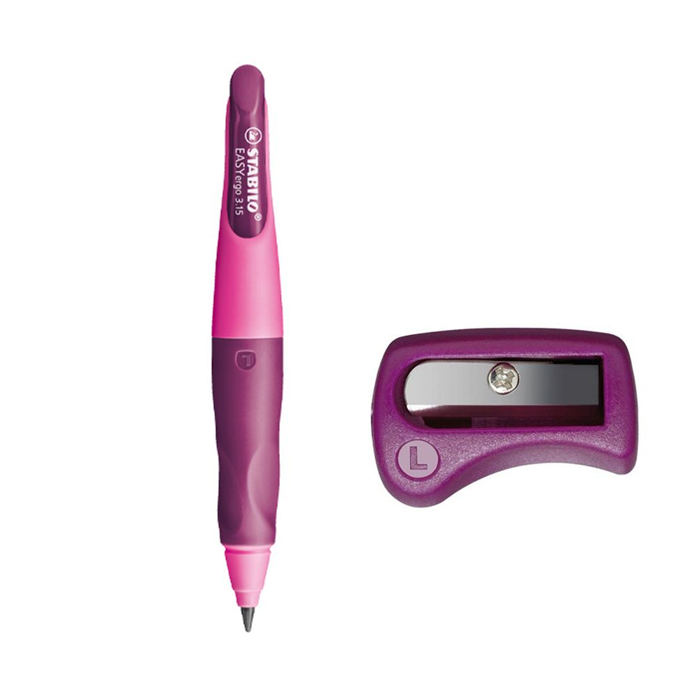 STABILO思筆樂 - 3.15mm 胖胖鉛 人體工學自動鉛筆 左手 粉紅/淡紫 附削鉛筆器
