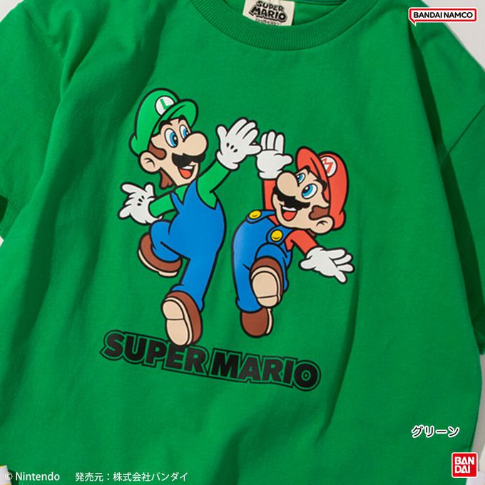 日本 BRANSHES - 瑪利歐限定聯名短袖上衣-SUPER MARIO-炭黑