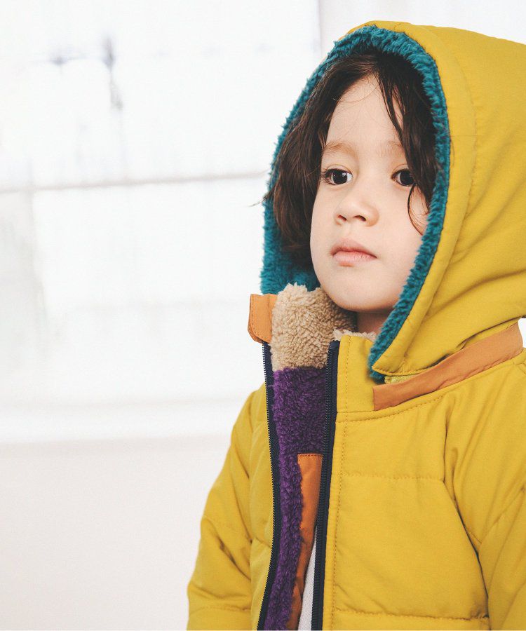 日本 BREEZE - 2WAY極暖裏絨保暖鋪棉外套-卡其x咖啡