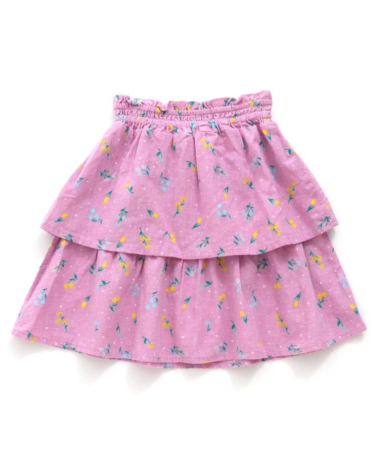 日本 BREEZE - 糖果色系滿版碎花蛋糕裙-嫩黃