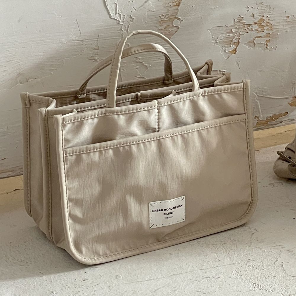 小眾設計 多夾層內分隔分裝收納包-卡其杏 (23x17x13cm)