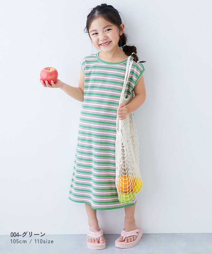 日本 devirock - 清爽夏日線條配色無袖洋裝-藍白