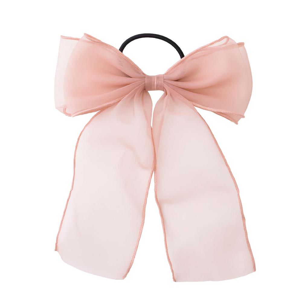 夢幻薄紗蝴蝶結髮圈-珊瑚粉