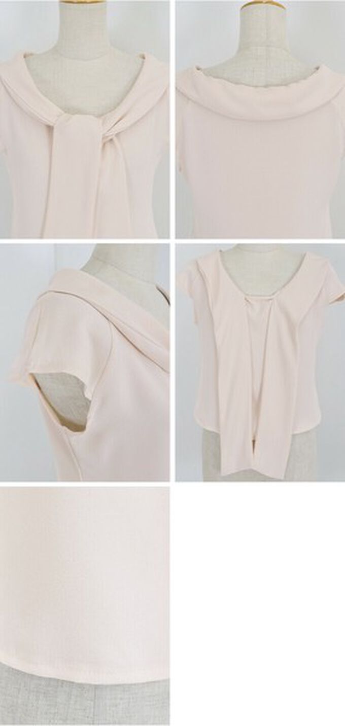 日本 BLUE EAST - 簡潔美型領巾法式袖上衣-黑 (M)