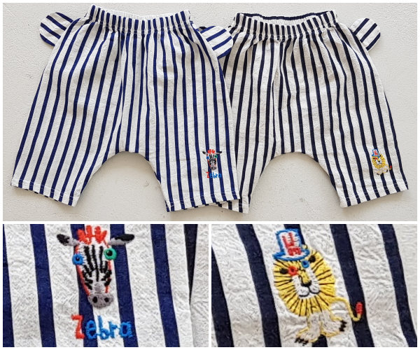 韓國 Mimico - 直條紋熊耳短褲-黑獅子