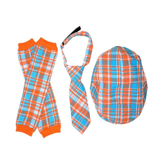 美國 juDanzy - 紳士寶寶禮盒三件組-藍橘格紋款 (1-3Y)