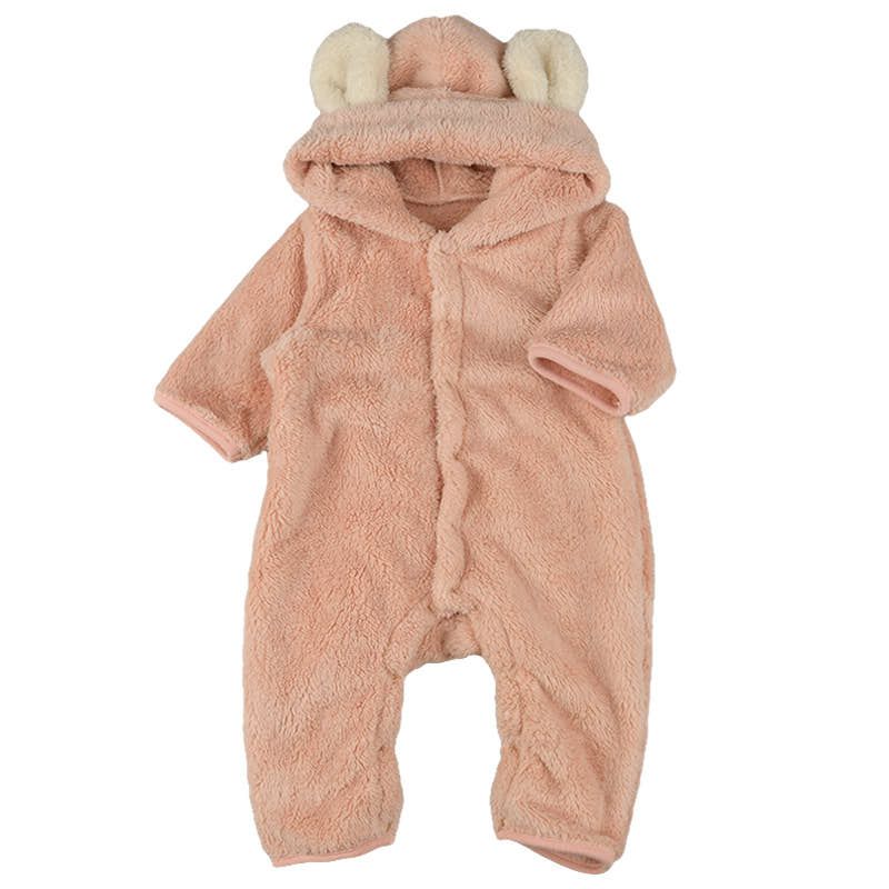 akachan honpo - 毛茸茸動物造型連身衣-粉紅色