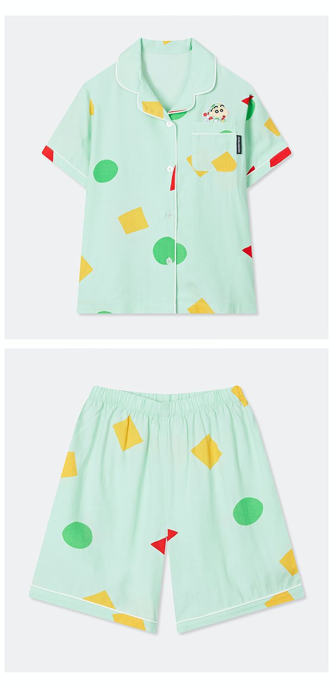 韓國童裝代購 - SPAO KIDS短袖睡衣套裝-卡通人物小新-淺綠