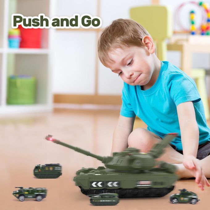 CuteStone - 軍用小汽車與聲光坦克車雙重模式套裝組合玩具