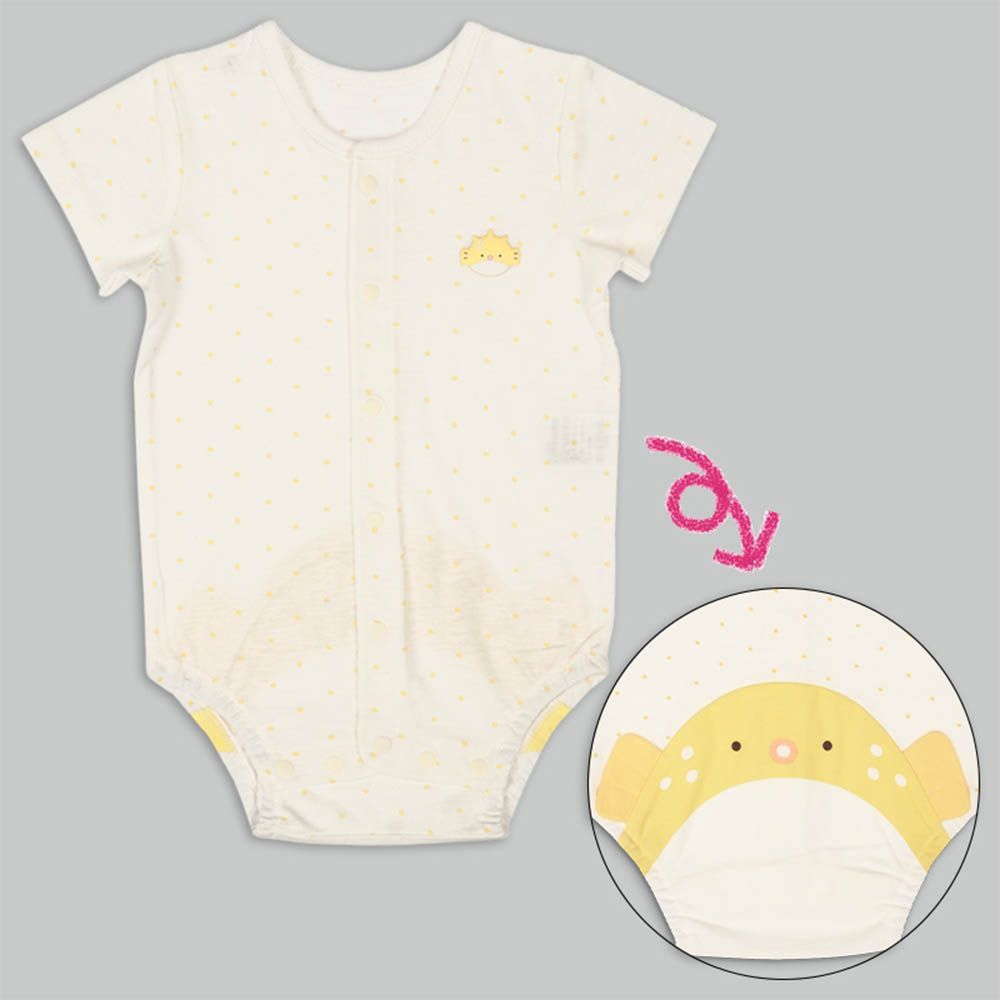 短袖包屁衣-海洋生物-黃色