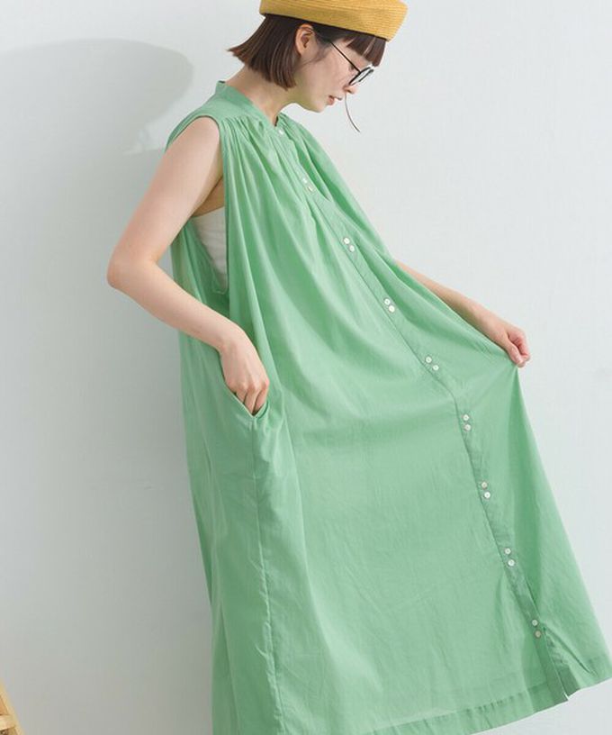 日本 Lupilien - 100%印度棉 清爽素色無袖洋裝-白