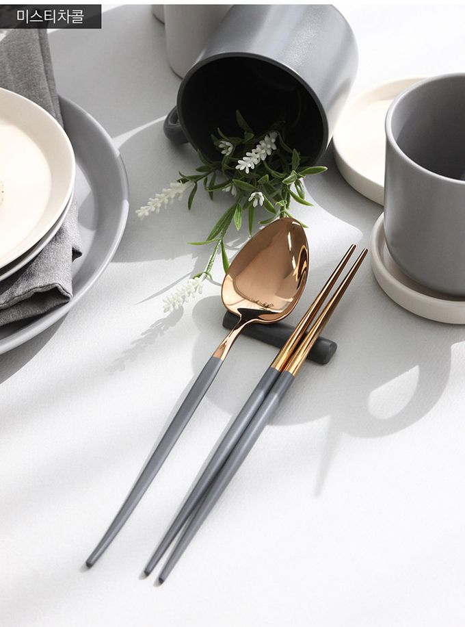 韓國 SSUEIM - Mariebel系列莫蘭迪不鏽鋼餐具2件組