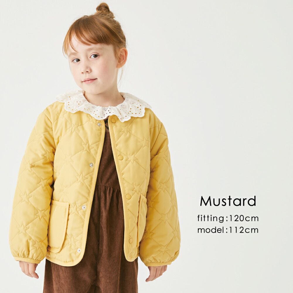 日本 evercloset - 星星絎縫保暖鋪棉外套(可機洗)-軍綠