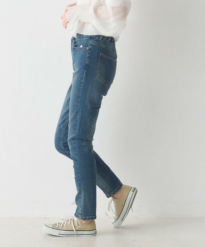 日本 OMNES - [定番]百搭厚磅斜紋布合身長褲-丹寧深藍