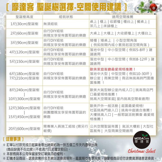 MODACore 摩達客 - 8尺/8呎(240cm)特仕幸福型裝飾綠色聖誕樹 綺紅金雪系配件+100燈LED燈暖白光*2(附控制器）