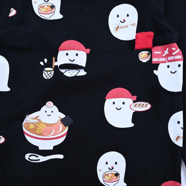 日本 Baby Room - 立體翻翻樂長袖上衣-幽靈拉麵-黑