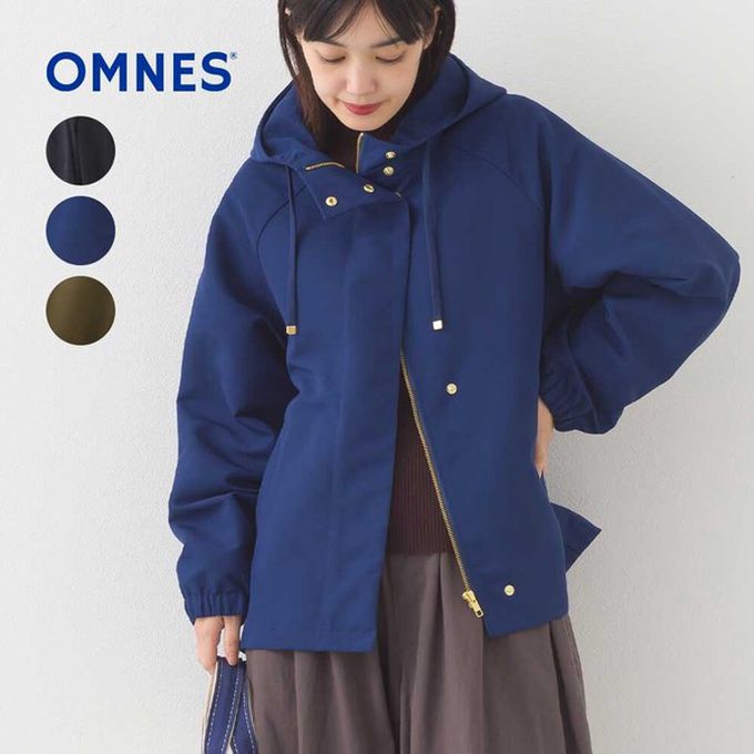 日本 OMNES - [經典款]防潑水派克連帽風衣外套-寶藍