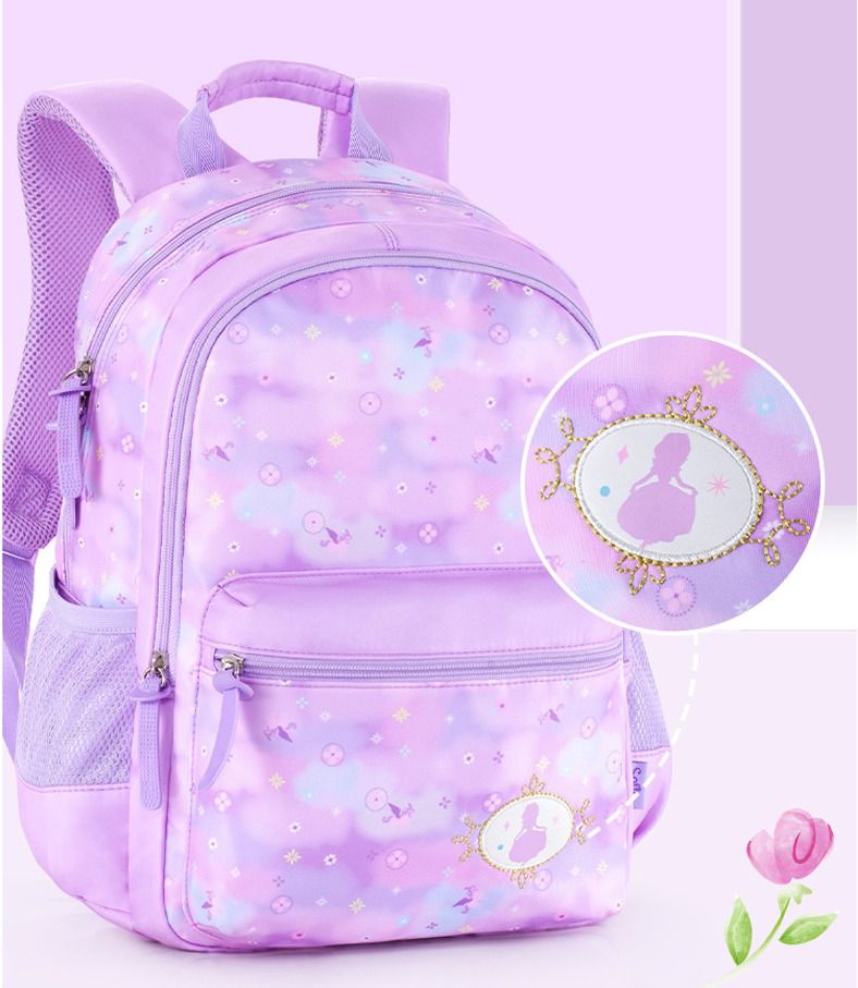 大容量透氣輕量減壓書包-卡通人物蘇菲亞-紫色 (建議120~140cm)-29x18x41cm