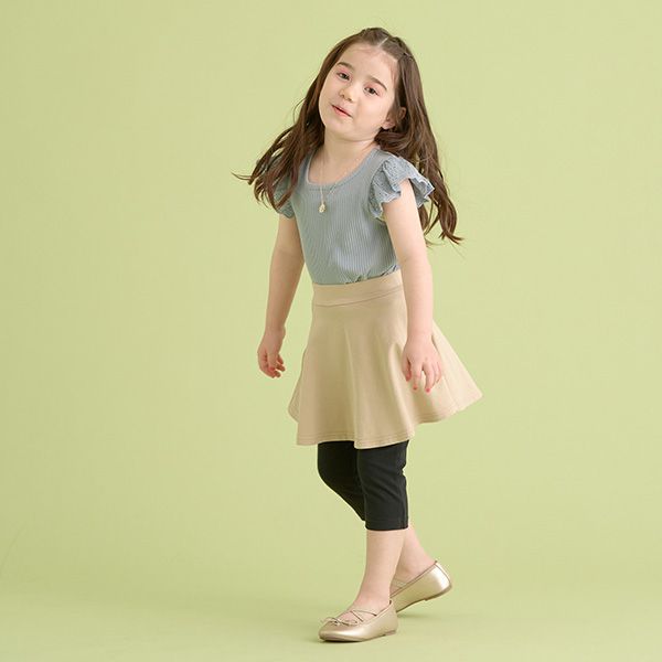 日本 Lycee mine - 波浪甜美彈性內搭褲裙(6分丈)-薄荷綠