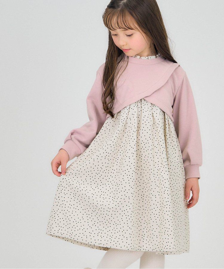 日本 apres les cours - 假二件交叉拼接氣質少女洋裝-白x格紋