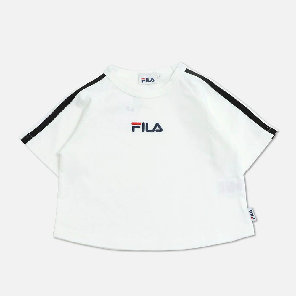 FILA聯名 休閒短袖上衣-刺繡小logo-白