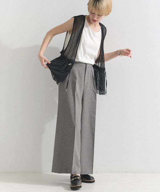 日本 le colis - 仙氣薄紗層次穿搭背心(腰抽繩)-暈染紫