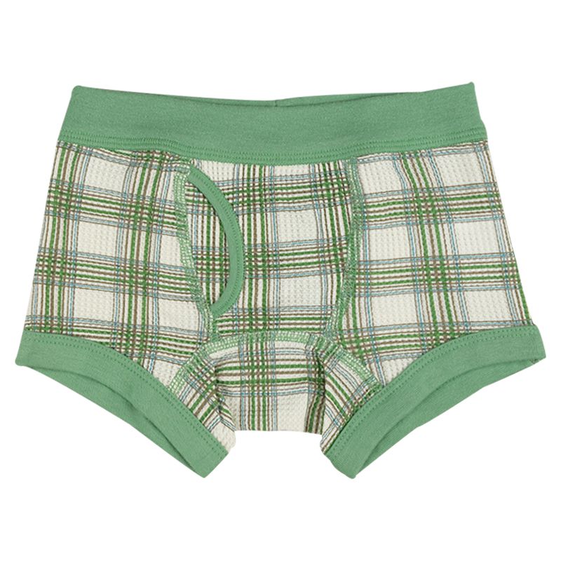 akachan honpo - 四角褲2件組-恐龍、格紋-綠色