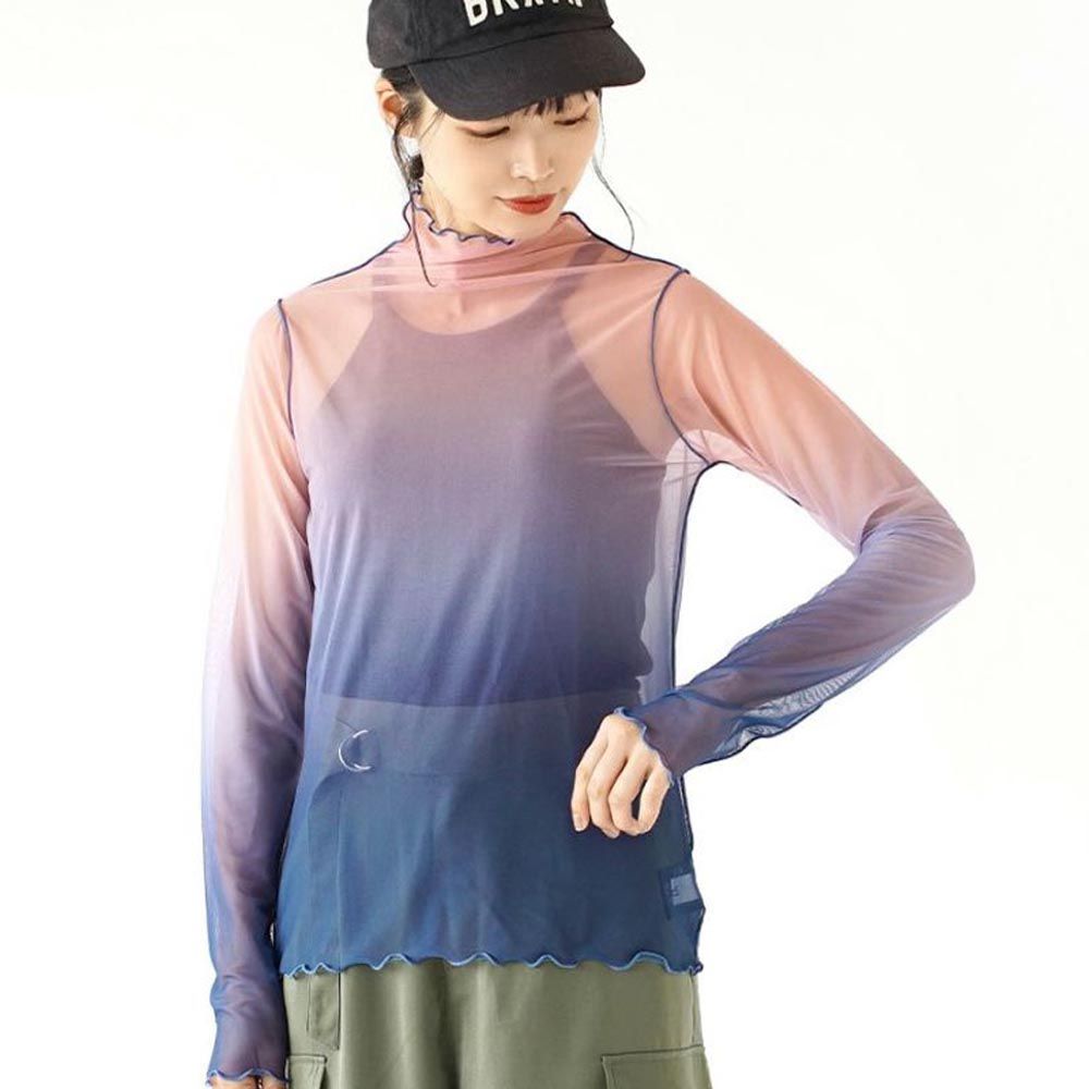 日本 zootie - 時尚漸層透視感長袖內搭-粉