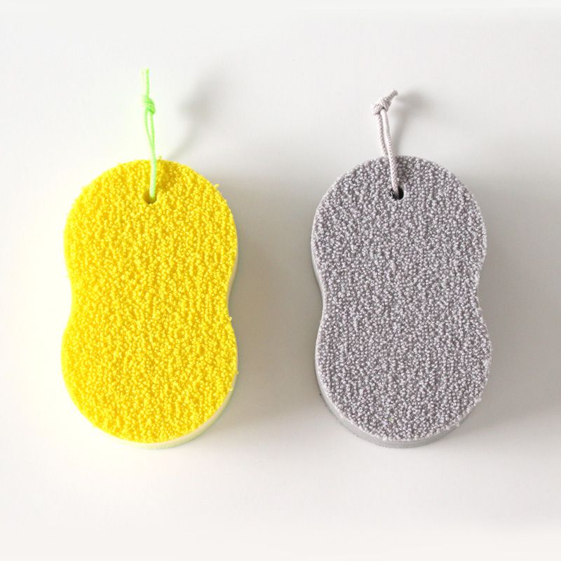 日本 MARNA - 軟硬雙面材質 除水垢菜瓜布/清潔刷-黑灰