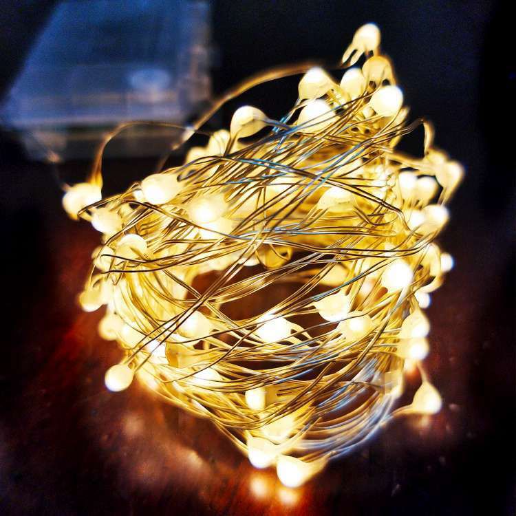 MODACore 摩達客 - 100燈LED大頭銅線燈串暖白光-USB電池盒兩用充電(贈遙控器)浪漫星星燈聖誕燈串
