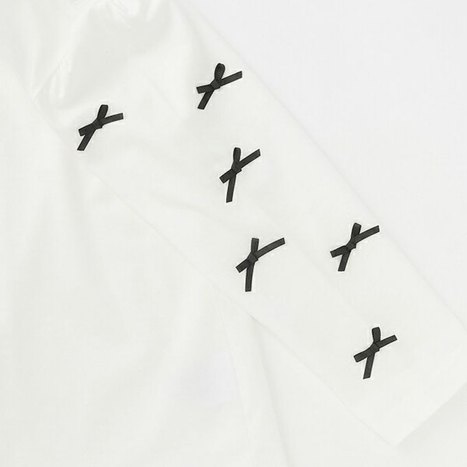 日本 Lycee mine - 100%棉 夢幻蝴蝶結長袖上衣-白