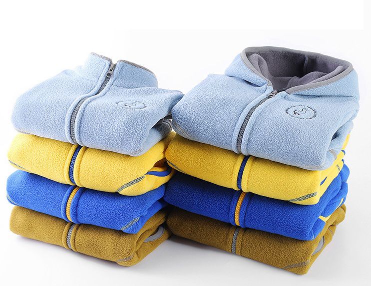 Fleece搖粒絨立領兒童外套-粉+藍