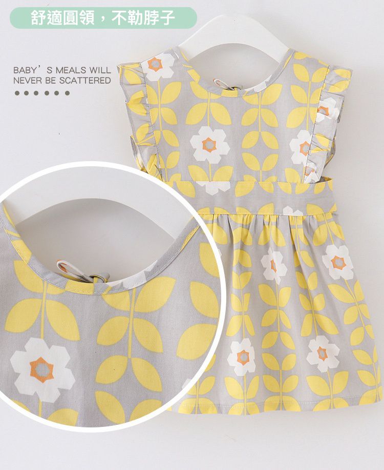 無袖兒童公主裙圍裙-白色玉蘭花-粉色 (100cm(2-4歲))