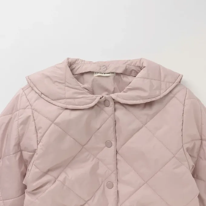 日本 Lycee mine - 可機洗 水手領絎縫鋪棉外套(領可拆)-粉紅