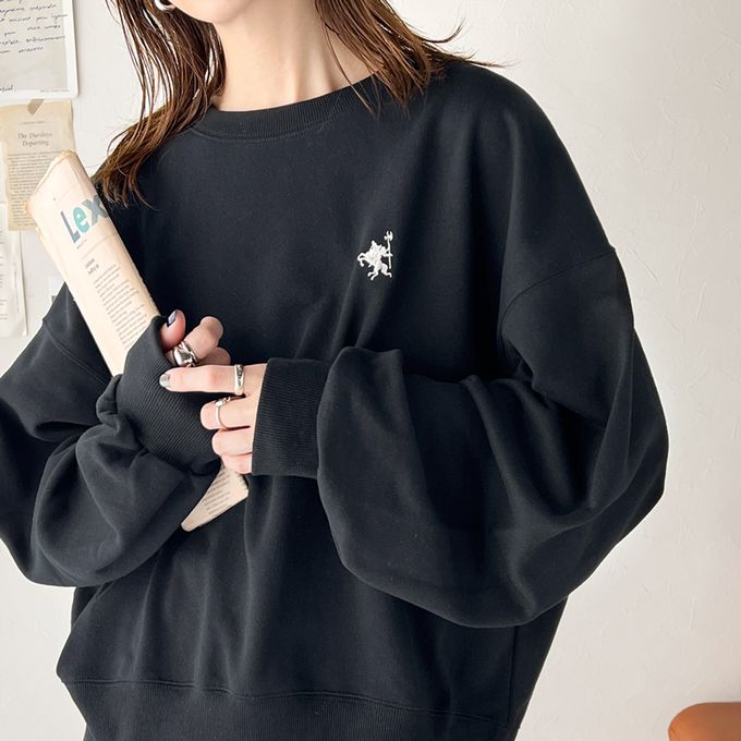 日本 Classical Elf - 低調logo刺繡裏毛休閒T恤-杏