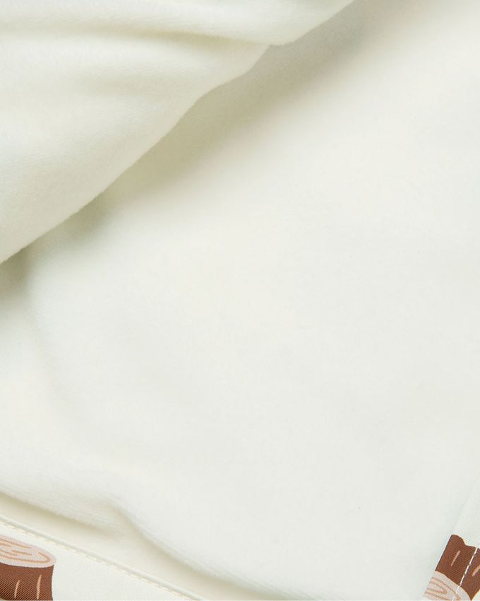 韓國 OZKIZ - (兩件式)防潑水搖粒絨連帽外套-郊遊恐龍-米白X藍